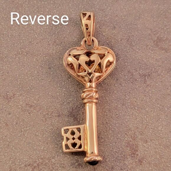 Gold Over Sterling Filigree Heart Key Pendant - Picture 6 of 7